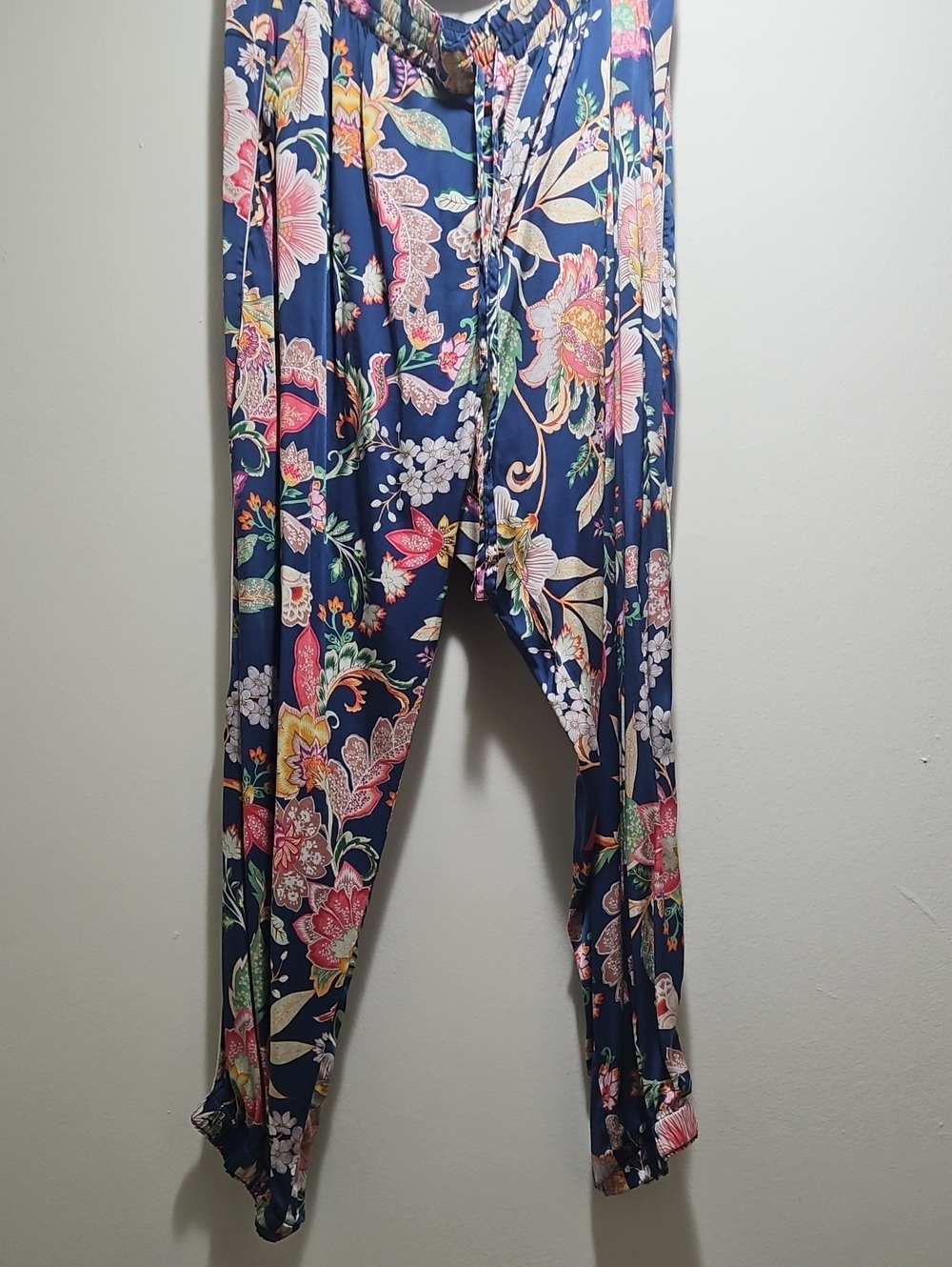 Navy Floral Print Harem Pants